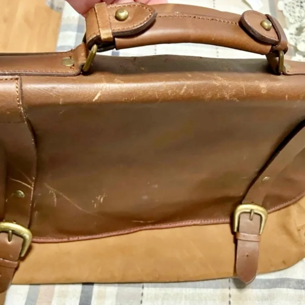 Vintage men Marlboro Gear Leather Briefcase Shoulder Messenger Bag Distressed